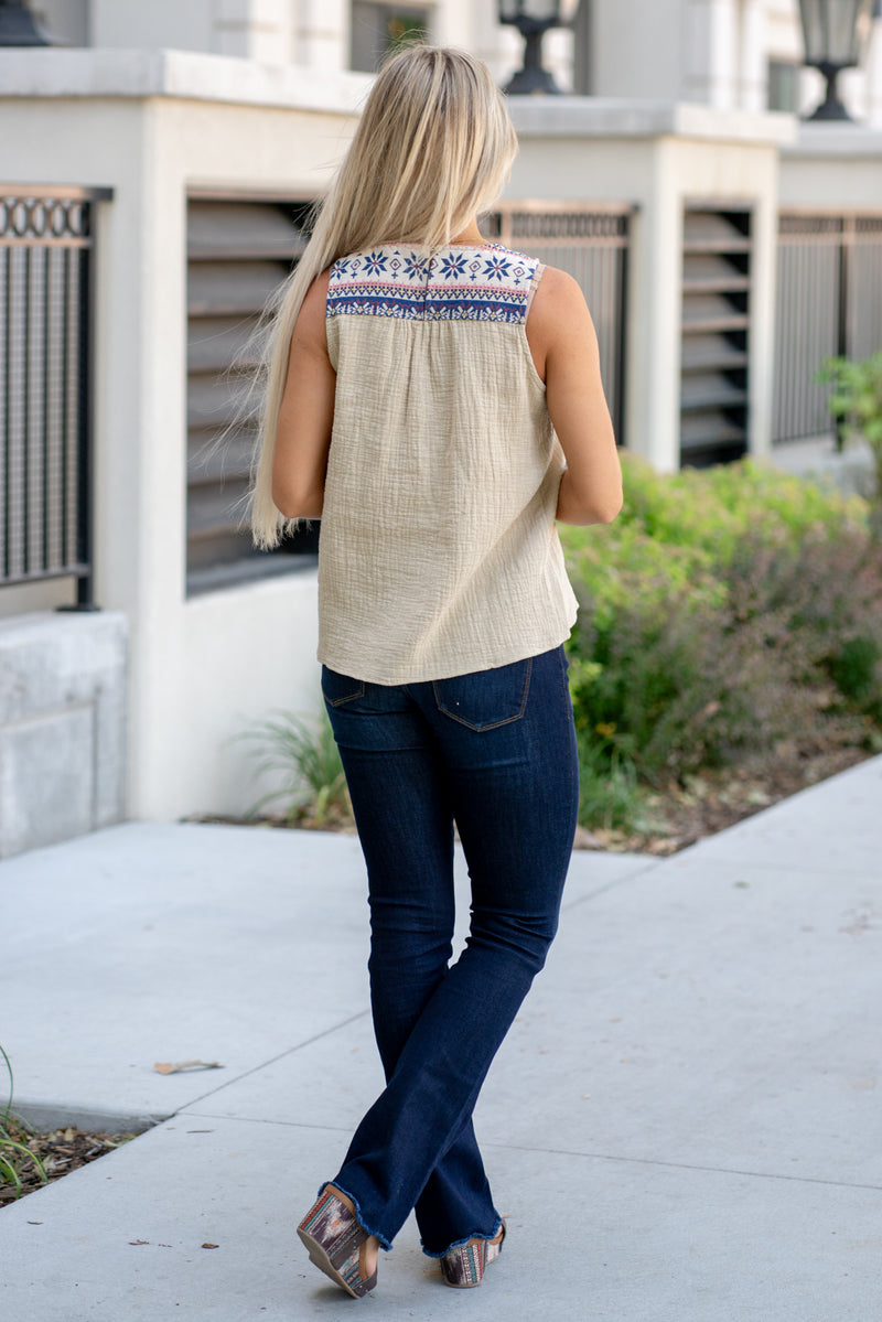 Jacquard Yoke Top - Beige – American Blues