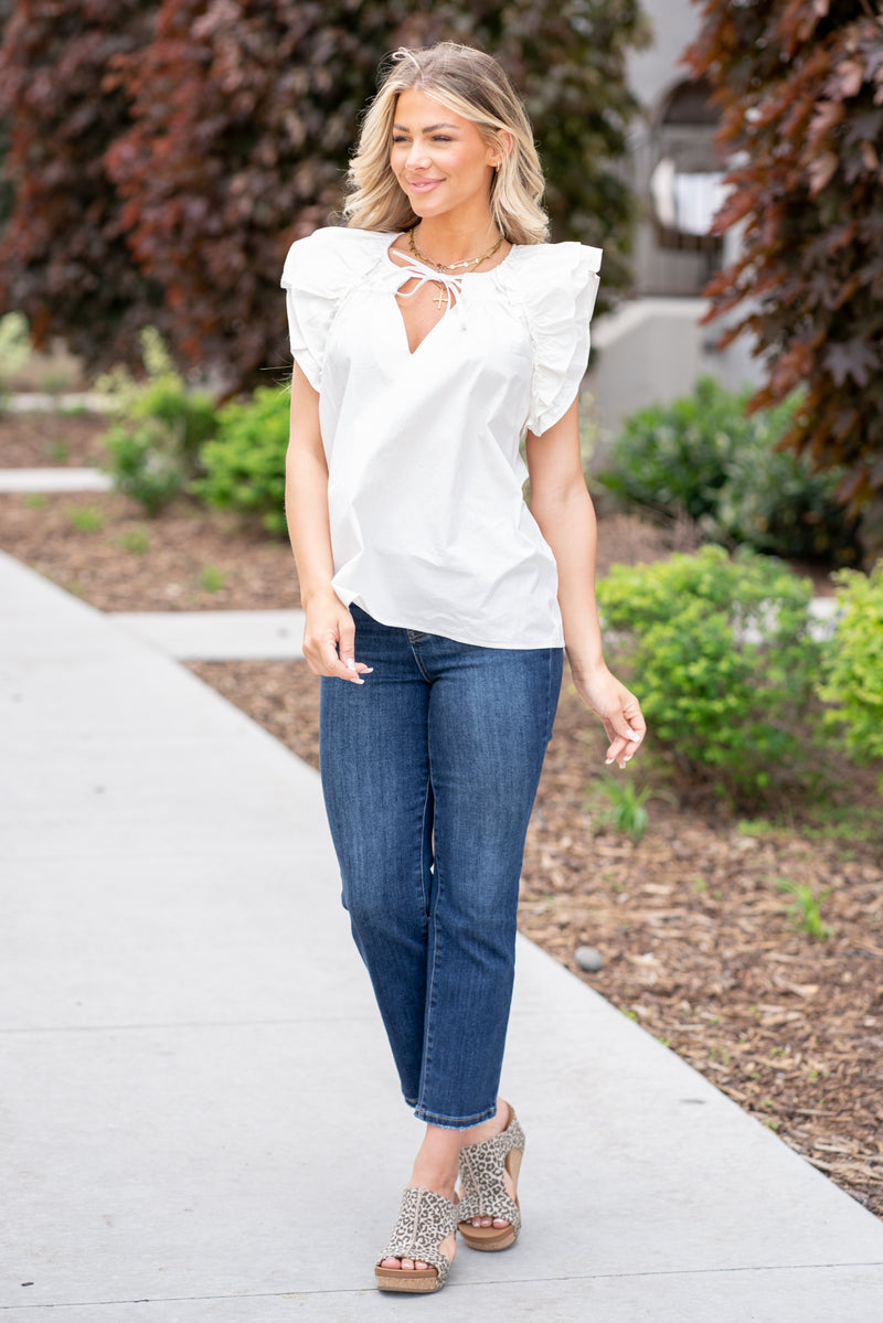 Date Night Style, Ruffle Tops + Boyfriend Jeans