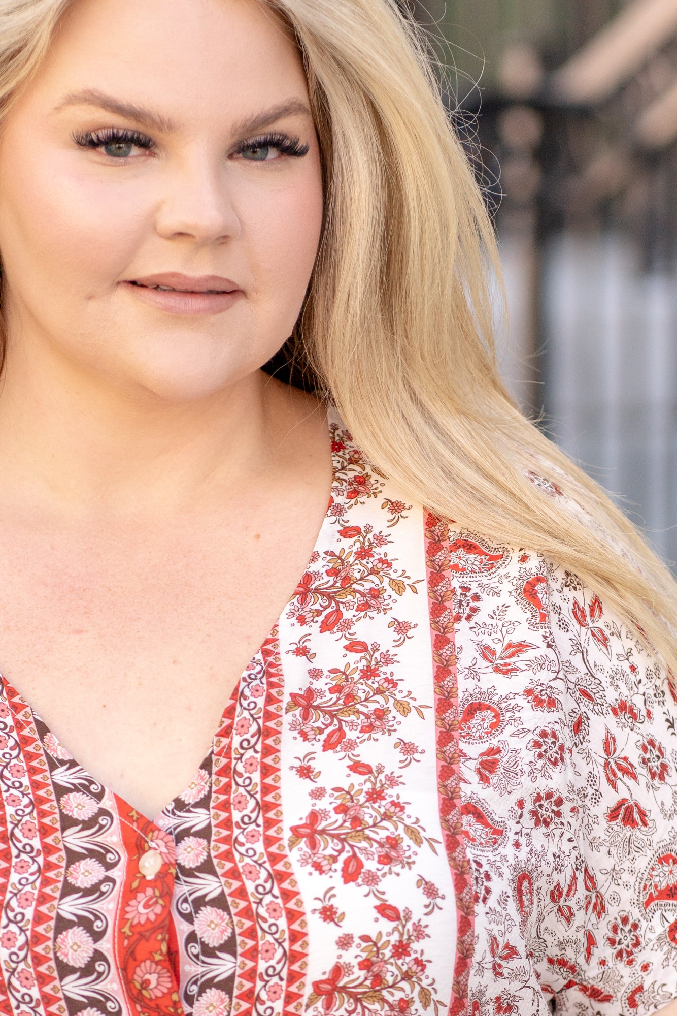 Plus Size Paisley Ruffle Hem Top