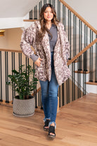 Hem & Thread   This is that cozy jacket you will throw on every day and go! One size fits most with an open neckline and long sleeves and side pockets.   Color: Mauve Neckline: Open  Sleeve: Long 100% POLYESTER Style #: 19918C-Mauve