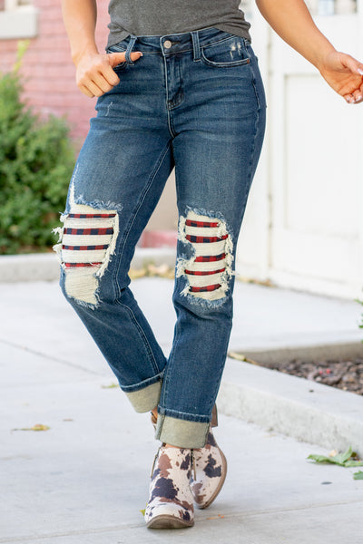 Buffalo plaid judy blue jeans clearance