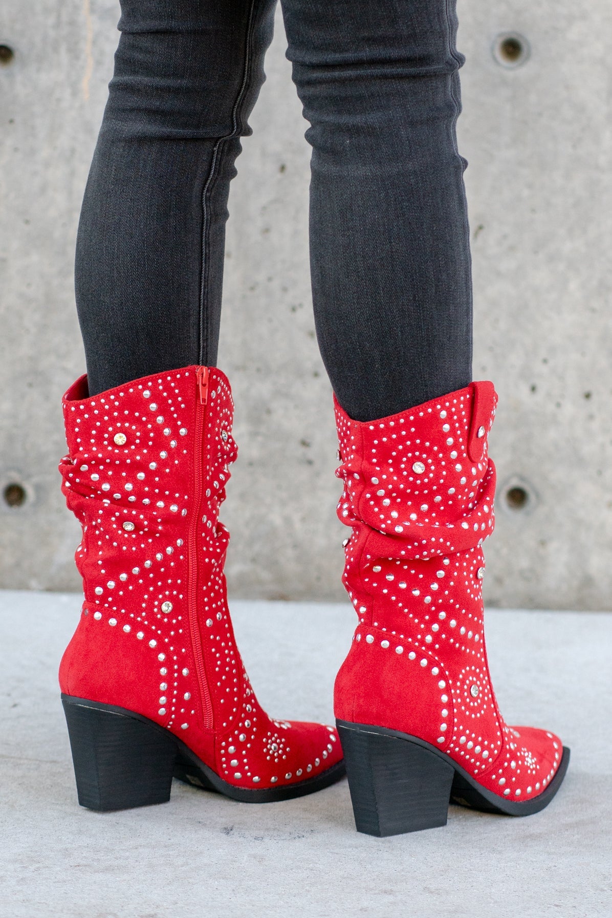 Very G Shoes Bedazzled Stellar Slouch Boots - Red – American Blues
