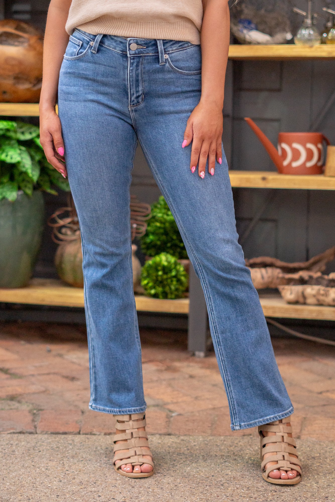 Petite low rise bootcut fashion jeans