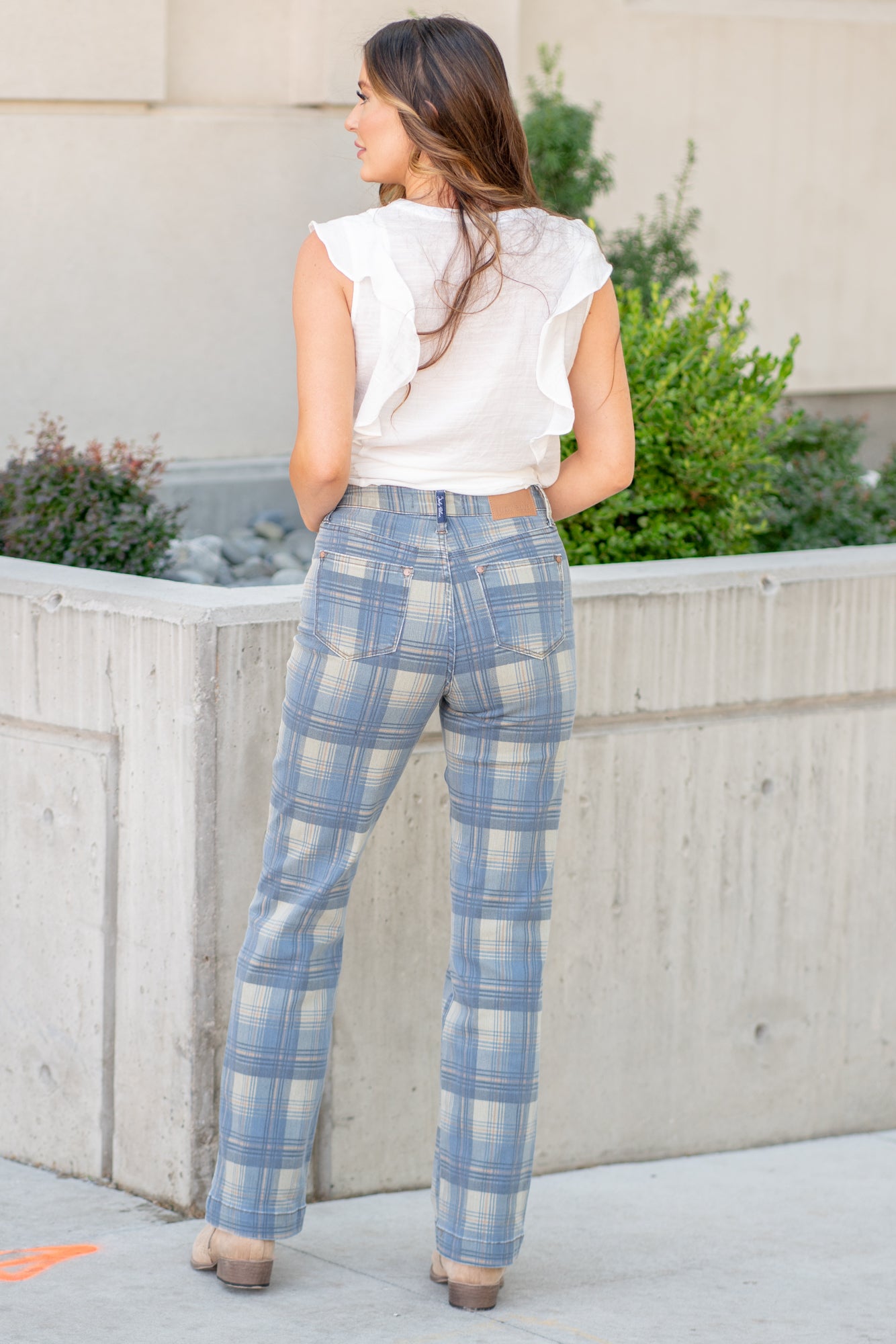 Blue Plaid Bell Bottoms 