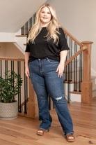 Lovervet by VERVET   Step into effortless style with the Advantages High Rise Flare jeans featuring distressed details. These jeans offer a flattering high-rise silhouette and a chic flare leg, creating a perfect blend of sophistication and casual flair. The distressed details add a touch of edge, making them a versatile choice for both laid-back and elevated look