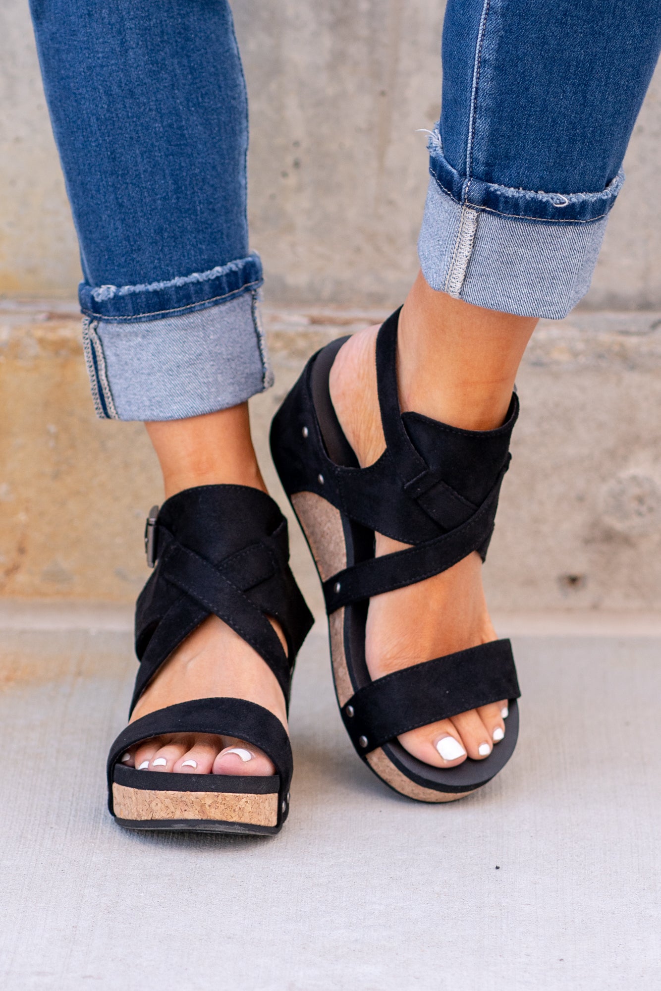 Very G Shoes | Vector Wedge Sandals - VGWS0064-Black – American Blues