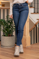 Lovervet by VERVET   These jeans offer a flattering mid-rise silhouette and a sleek skinny fit, providing a perfect balance of modern style and comfort. The ankle length adds a touch of versatility, making them suitable for various occasions.