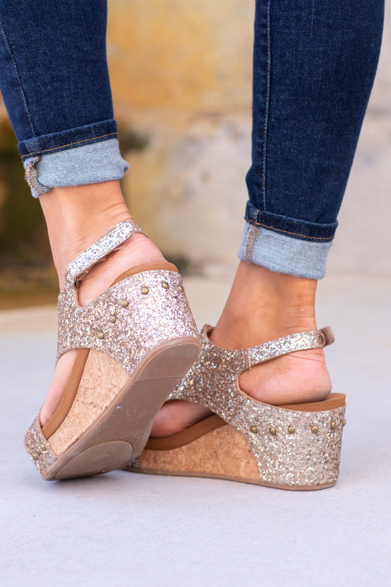 Glitterati Culver Wedge Sandals Gold