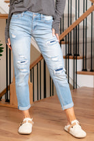 KanCan Jeans   Upgrade your casual wardrobe with the Evelyn Mid Rise Double Cuff Hem Slim Boyfriend jeans. These jeans feature a comfortable mid-rise and a relaxed slim boyfriend fit, striking the perfect balance between style and comfort. The double cuff hem adds a touch of flair, providing a modern and on-trend look.