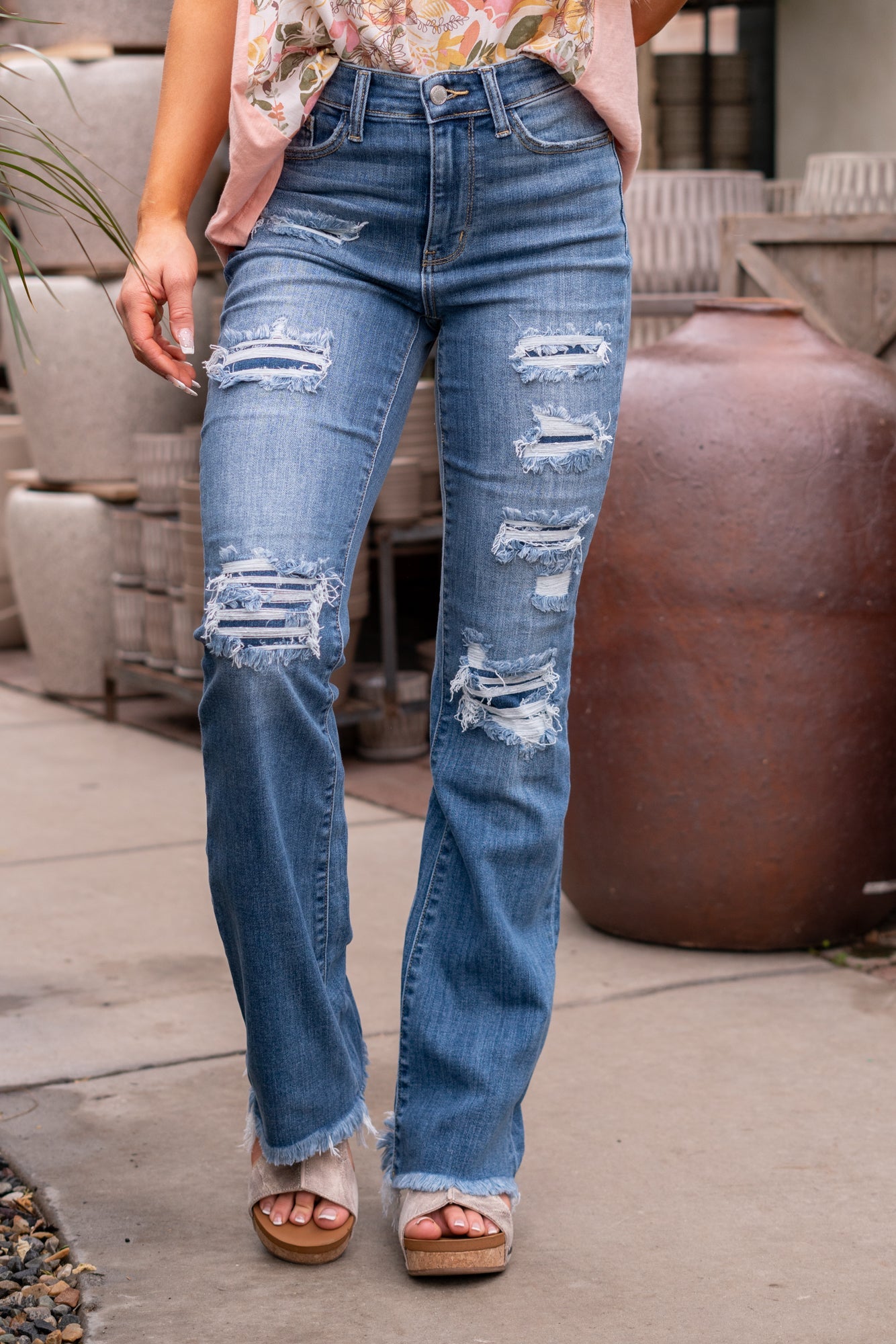 Denim Patch High Rise Bootcut