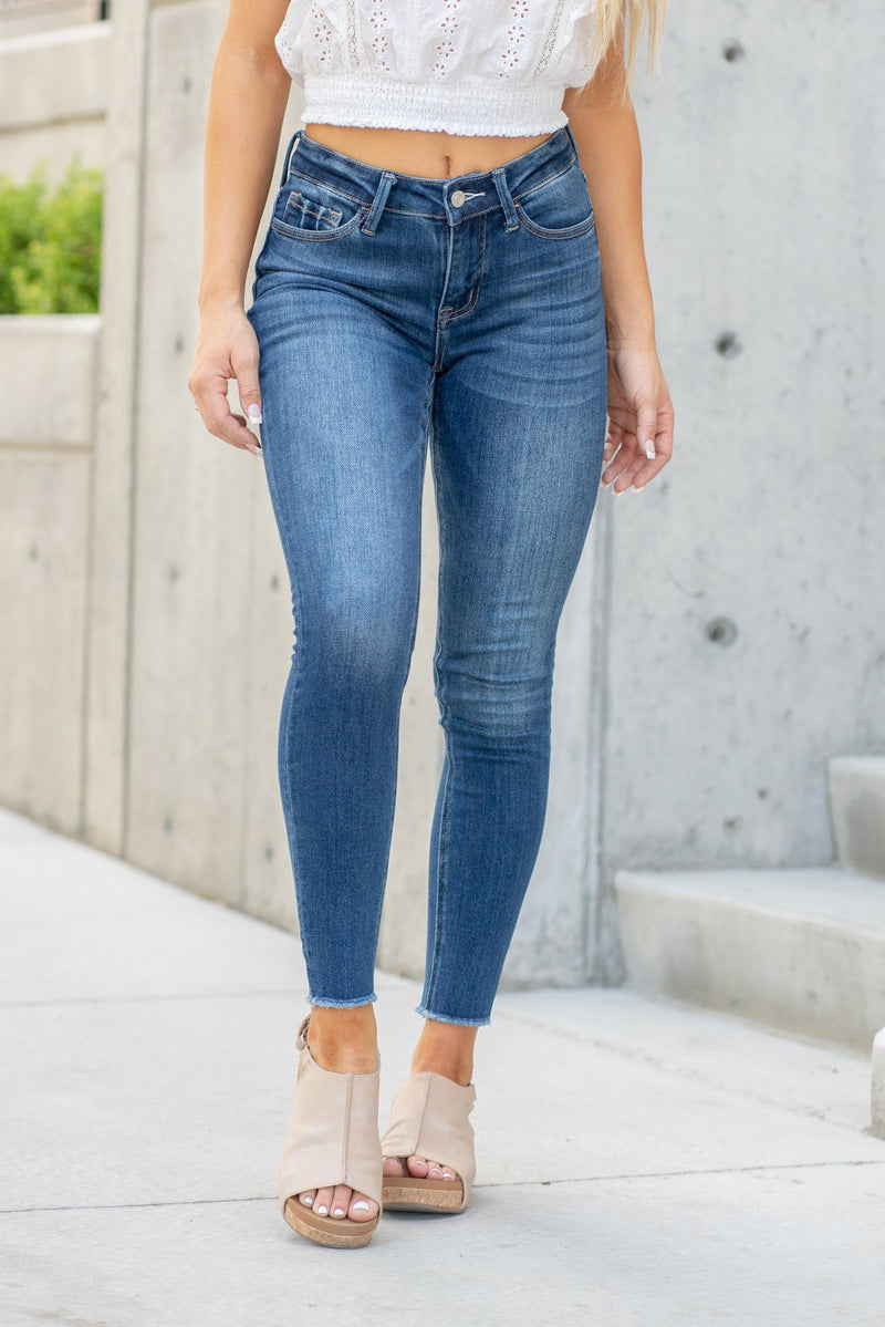 VERVET Jeans Dark Brew Amber Mid Rise Ankle Skinny – American Blues