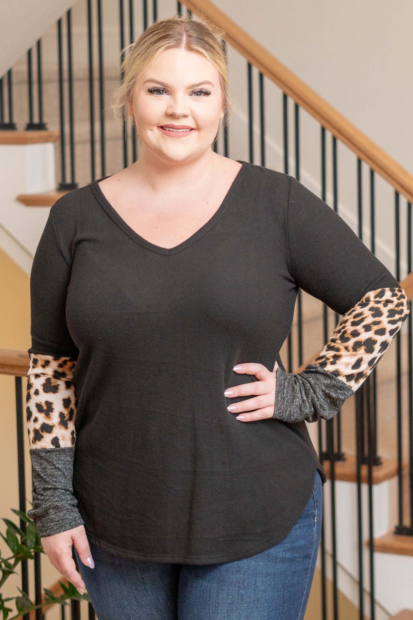 Plus size outlet leopard print sweater