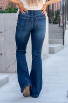 KanCan Jeans  Collection: Core Style  Flare, 34" Inseam* High Rise, 8.5" Front Rise* Dark Blue Wash  COTTON 94% POLYESTER 5% SPANDEX 1% Fly: Exposed Button Fly Style #: KC6327FD Contact us for any additional measurements or sizing.  *Measured on the smallest size, measurements may vary by size.