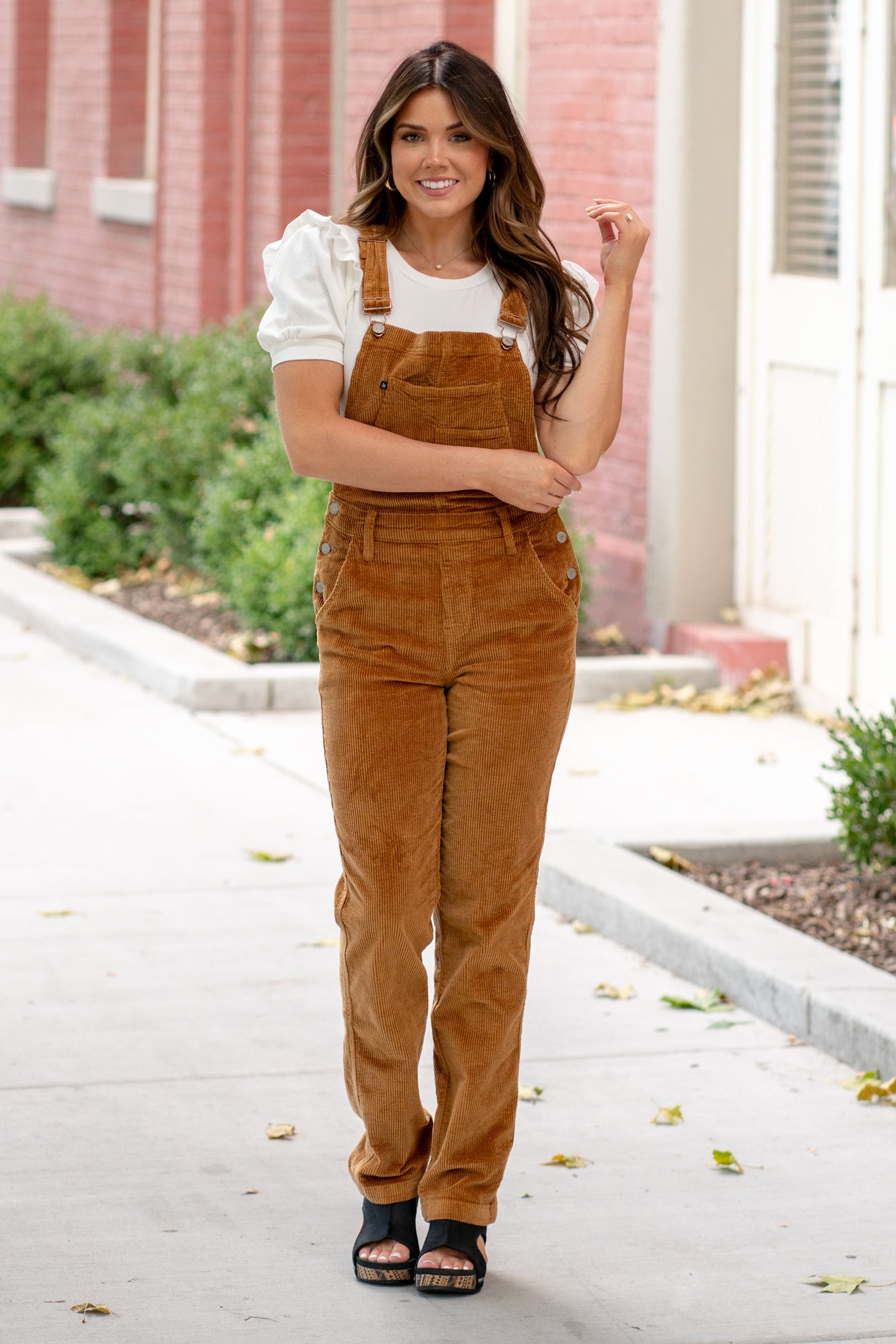 Orange store corduroy overalls