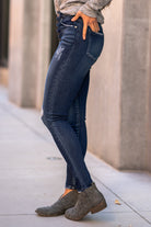 KanCan Jeans Color: Dark Blue Cut: Curvy Skinny, 30" Inseam* Rise: High-Rise, 10" Front Rise* 92% COTTON , 7% POLYESTER , 1% SPANDEX Stitching: Classic Fly: Exposed Button Fly Style #: KC7145D    Contact us for any additional measurements or sizing.  *Measured on the smallest size, measurements may vary by size. 