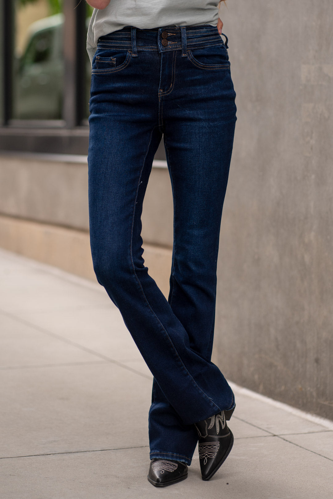 VERVET Jeans Brand-New Double Waist Band High Rise Boot Cut T6084 ...