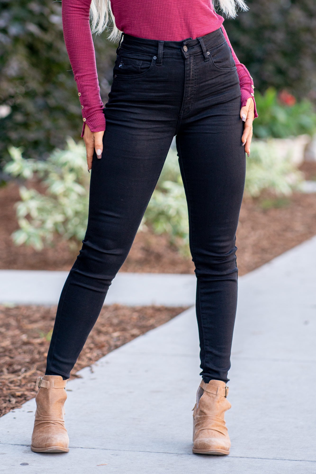 Ultra high clearance waisted black jeans