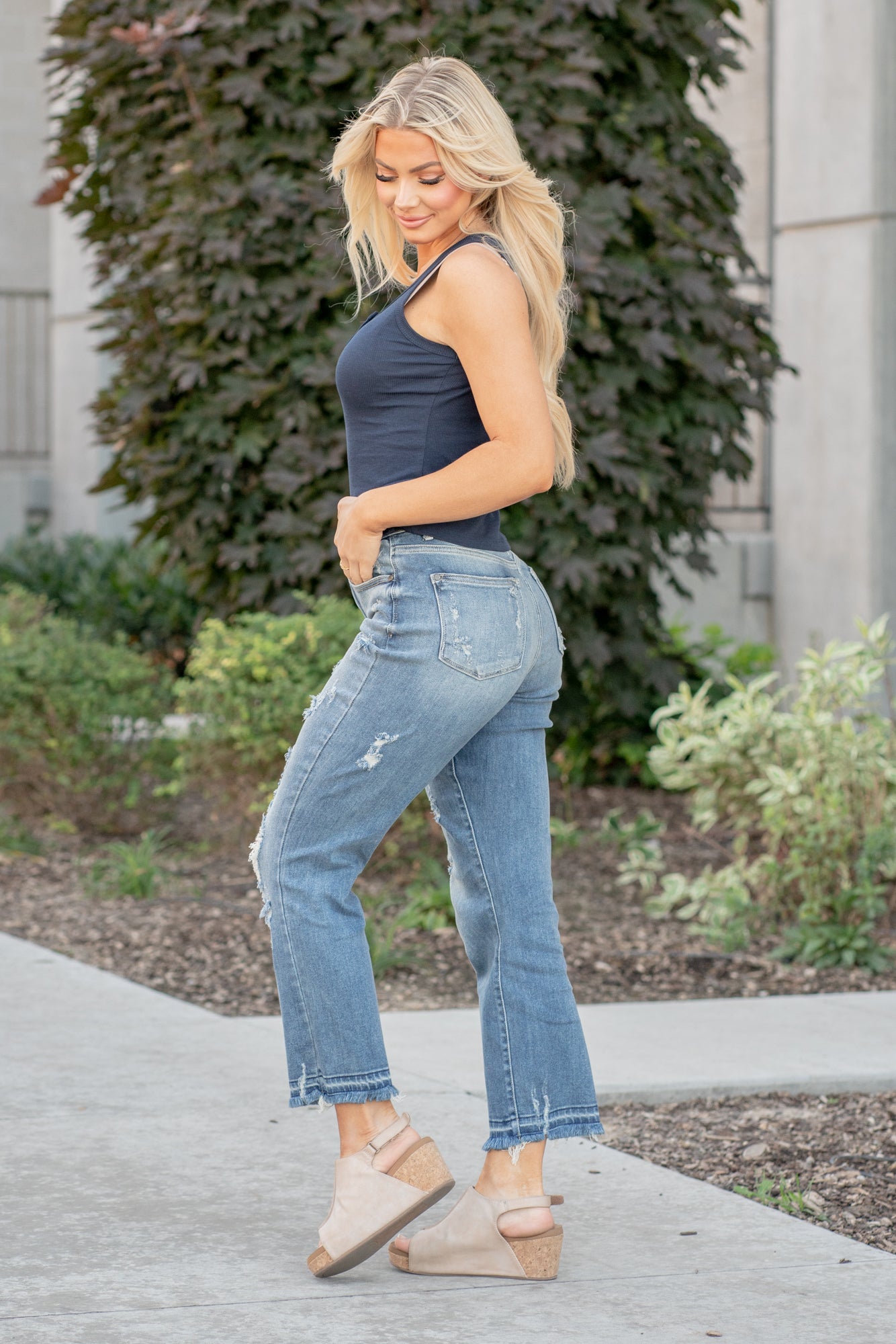 Hot & Delicious Belinda Blue Denim Rhinestone Jeans Medium