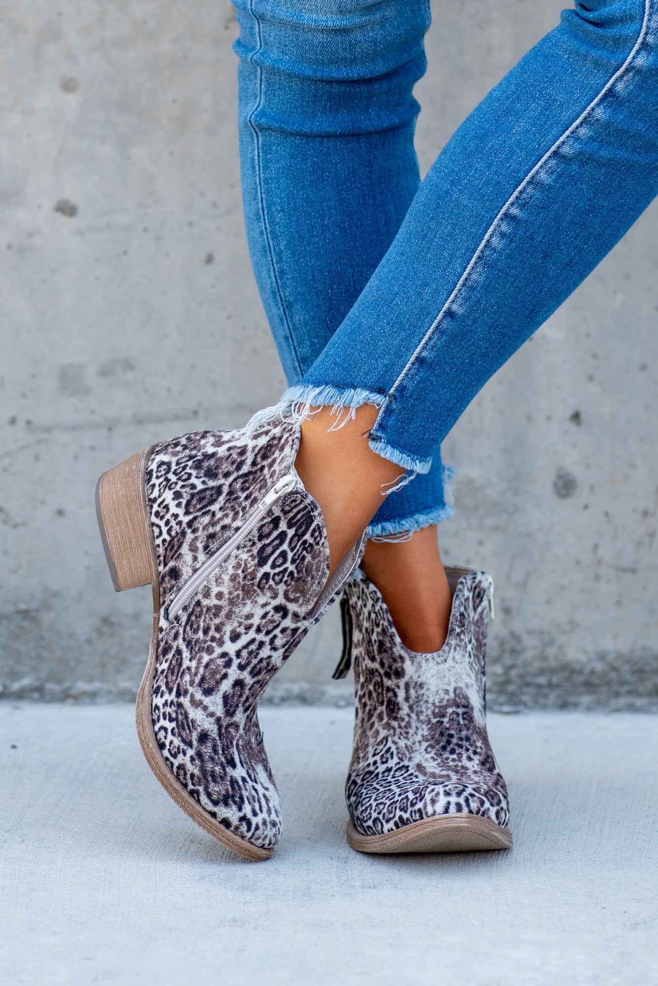 Black and white store animal print booties