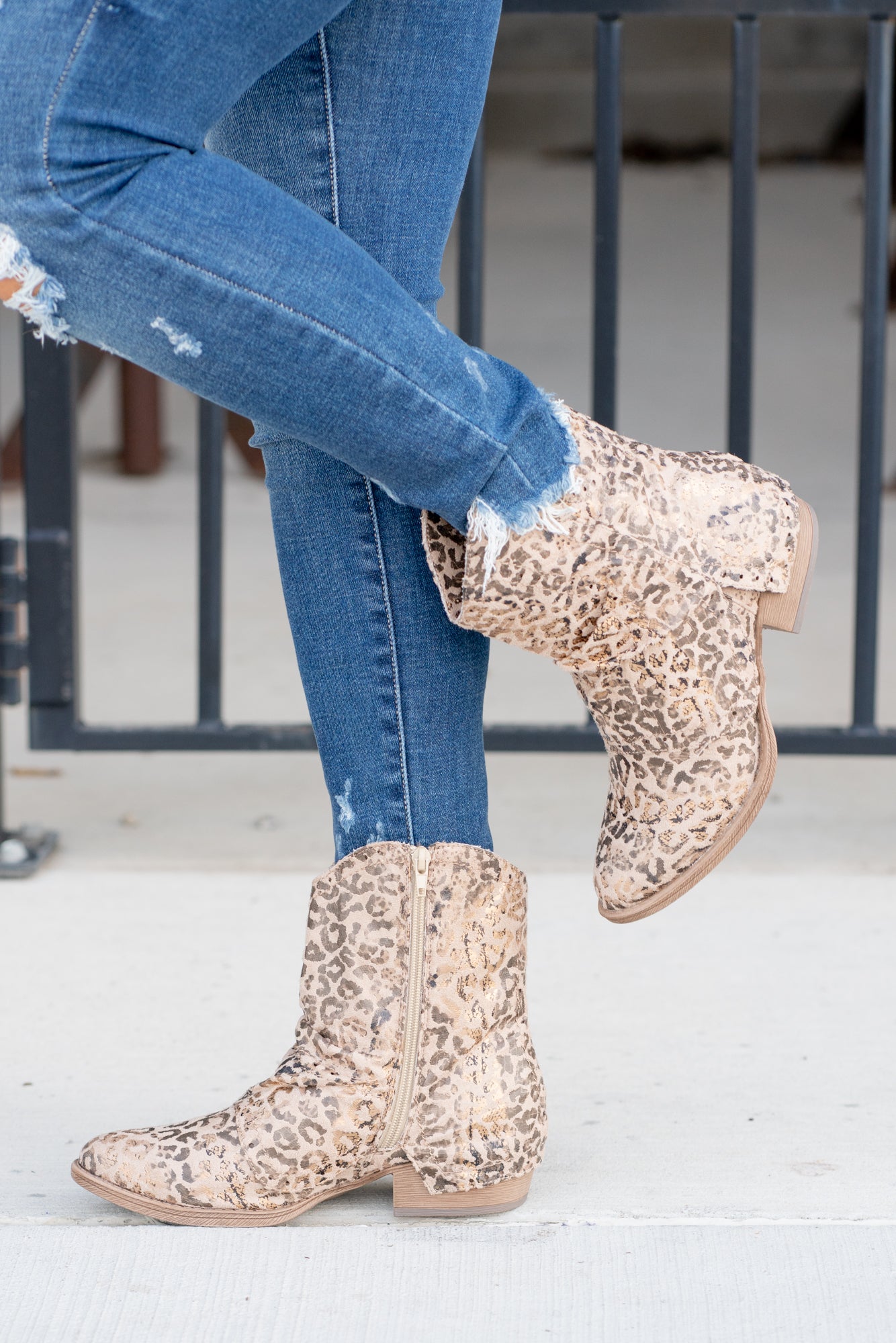 Leopard print womens on sale booties