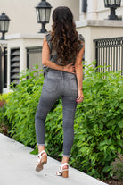 KanCan Jeans Color: Gray Ankle Skinny, 26.5" Inseam* High Rise, 10.5" Front Rise* Fray Hem Ankle 93% COTTON , 6% POLYESTER , 1% SPANDEX Fly: Zipper Style #: BM8395HGDG Contact us for any additional measurements or sizing.    *Measured on the smallest size, measurements may vary by size. 