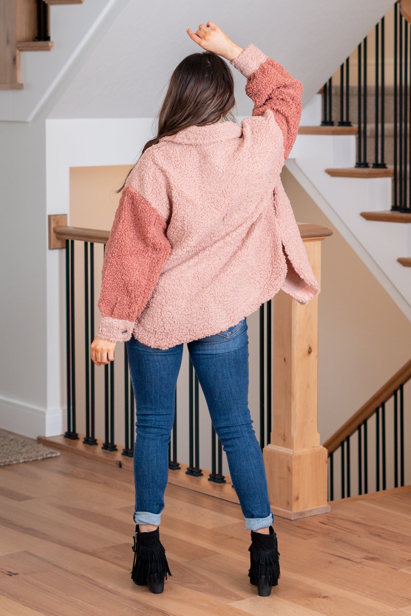 Pink clearance sherpa coat