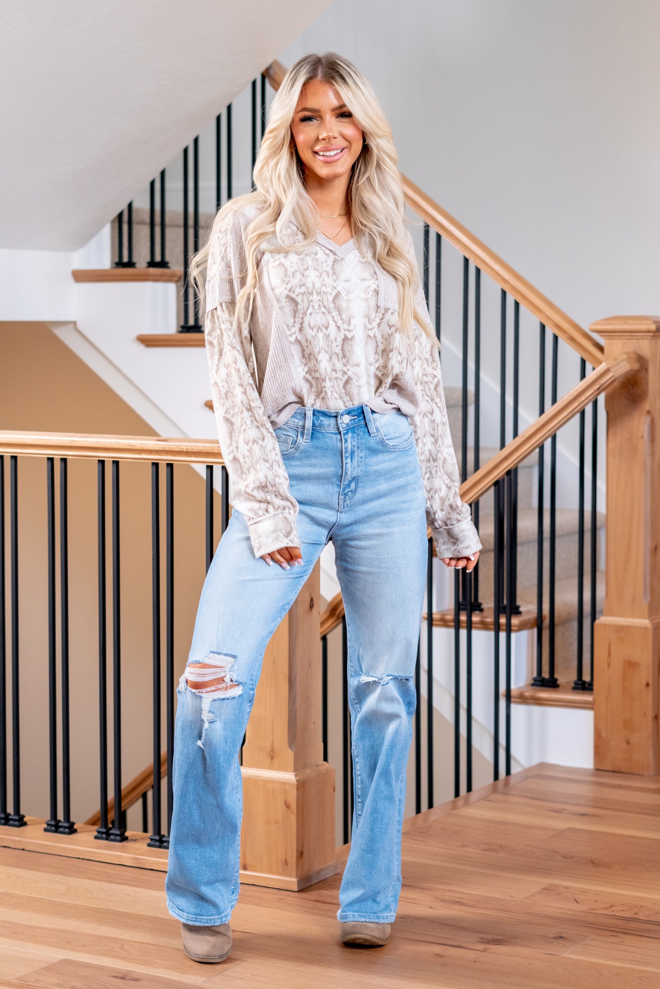 Just Joking Around High Rise Flying Monkey Distressed 90's Flare Jeans ·  NanaMacs