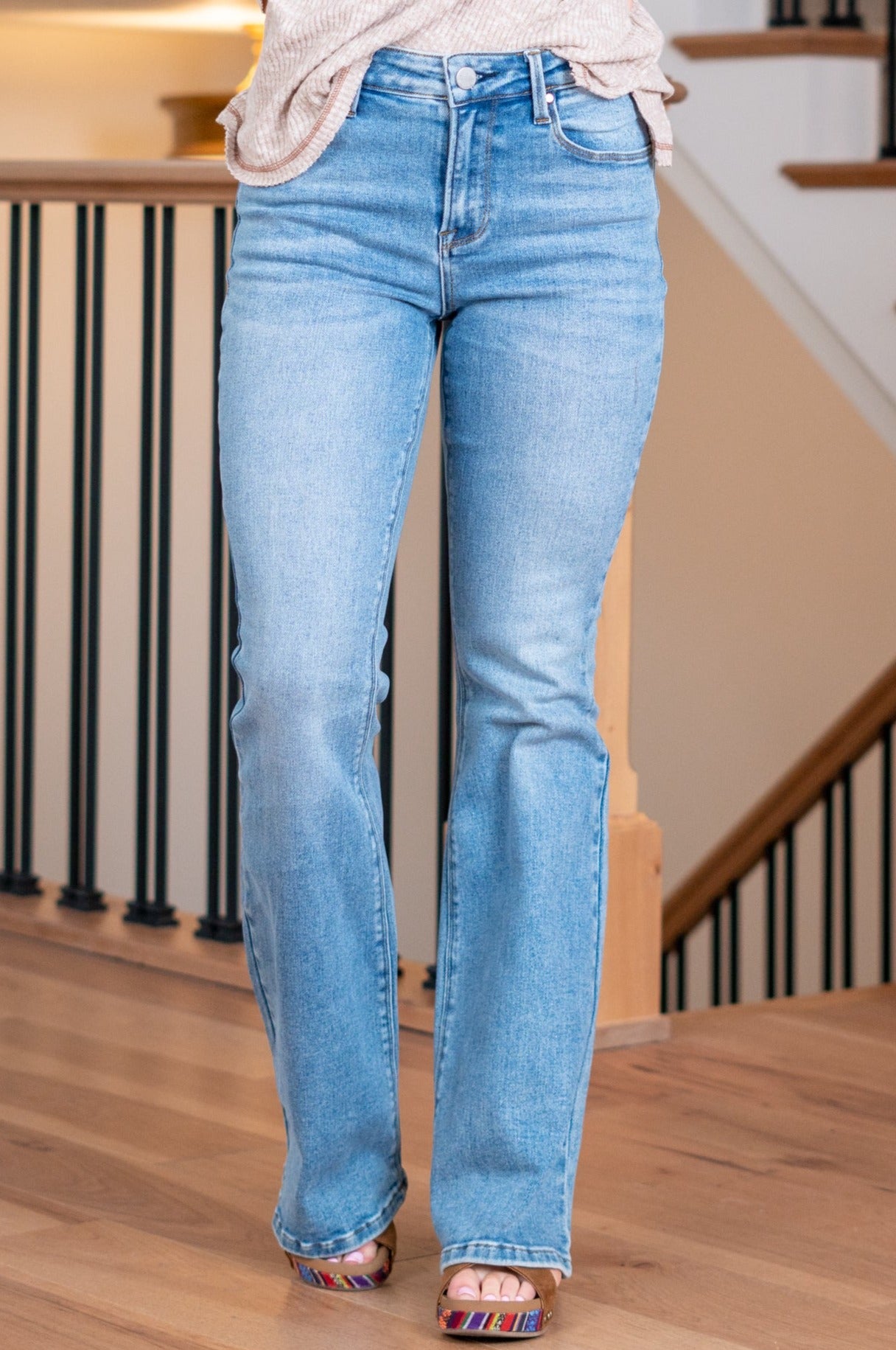 Risen  With a mid-rise, these jeans hit exactly the right spot on your waist, and spandex, these will stretch as you wear them. Pair with a graphic tee and tennies.  Color: Medium Blue Cut: Skinny, 29" Inseam* Rise: Mid-Rise, 9" Front Rise*  91% Cotton, 6% Polyester, 3% Spandex Machine Wash Separately In Cold Water  Stitching: Classic Fly: Zipper  Style #: RDP5404 *Measured on the smallest size, measurements may vary by size.