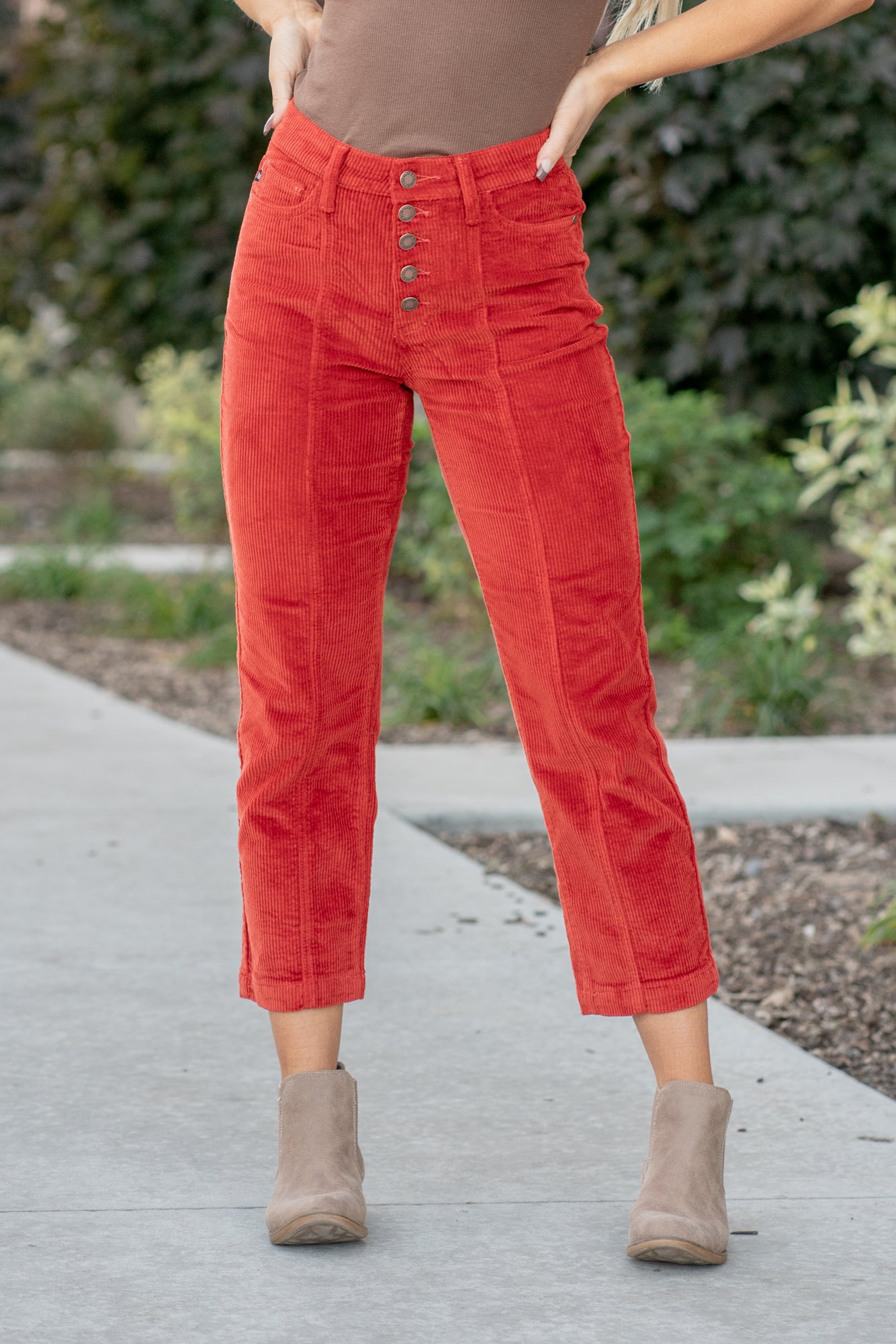 Womens high fashion waisted corduroy pants