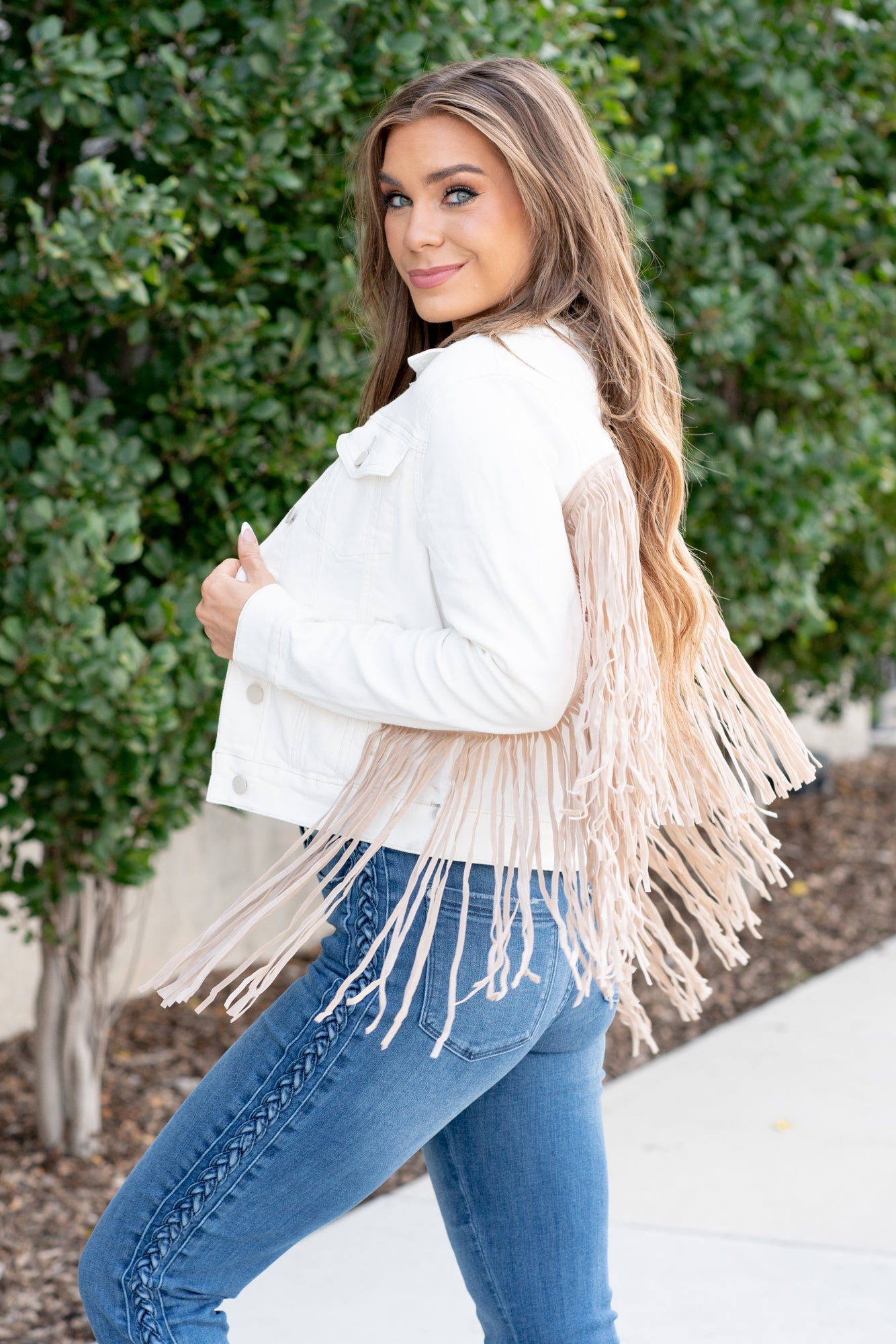 Fringe jacket denim sale