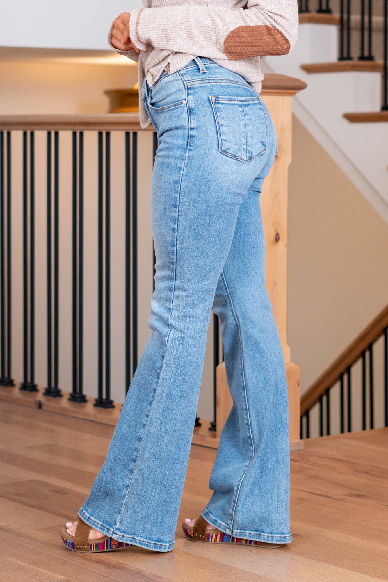 Risen  With a mid-rise, these jeans hit exactly the right spot on your waist, and spandex, these will stretch as you wear them. Pair with a graphic tee and tennies.  Color: Medium Blue Cut: Skinny, 29" Inseam* Rise: Mid-Rise, 9" Front Rise*  91% Cotton, 6% Polyester, 3% Spandex Machine Wash Separately In Cold Water  Stitching: Classic Fly: Zipper  Style #: RDP5404 *Measured on the smallest size, measurements may vary by size.