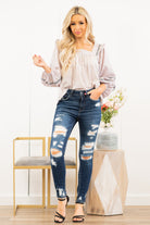 VERVET by Flying Monkey Jeans Collection: Spring 2021 Skinny, 27" Inseam Heavy Distressed Legs Rise: High Rise, 10" Front Rise 93% COTTON, 5% T400, 2% SPADNEX Machine Wash Separately In Cold Water Stitching: Classic Fly: Zipper Style #: VT1178 Contact us for any additional measurements or sizing.  Haley wears a size small top, a 1 in jeans and a small in tops. She is wearing a size 25/1 in these jeans.