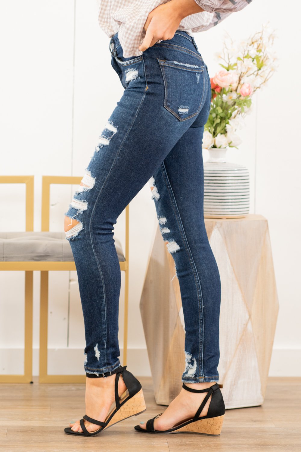 VERVET | Cleo High Rise Rise Skinny Jeans VT1178 – American Blues