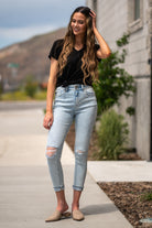 Kan Can Jeans  Collection: Summer 2020 Color: Acid Wash Cut: Ankle Skinny, 26" Inseam  Rise: High Rise, 10.5" Front Rise Stitching: Classic Fly: Zipper Style #: KC8594L Contact us for any additional measurements or sizing