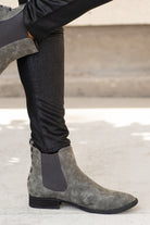 Booties | Very G  These booties from Very G are perfect to wear with your favorite jeans this is fall.  Style Name: Blake  Color: Grey Cut: Silp On Bootie   Rubber Sole Style #: VGLB0136-Grey Contact us for any additional measurements or sizing.