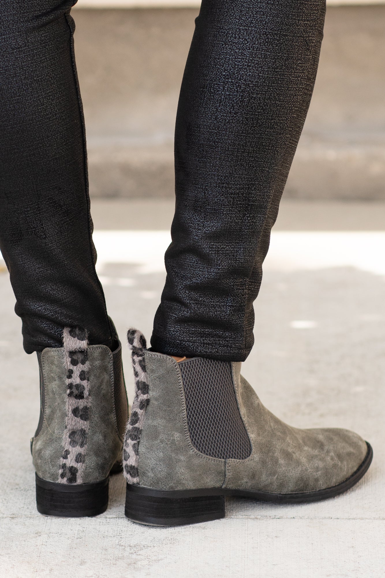 Grey on sale leopard booties