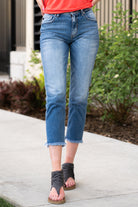 KanCan Jeans These crop jeans will become your go-to! With little spandex, these jeans will mold your body shape and feel amazing. Pair with sandals or tennies, you cant go wrong with a high-rise straight like these. Collection: Spring 2021 Color: Medium Blue Wash Cut: Straight Fit, 26" Inseam  Rise: High-Rise, 10.5" Front Rise 99% COTTON/ 1% SPANDEX Fly: Zipper Style #: KC8638M Contact us for any additional measurements or sizing.  