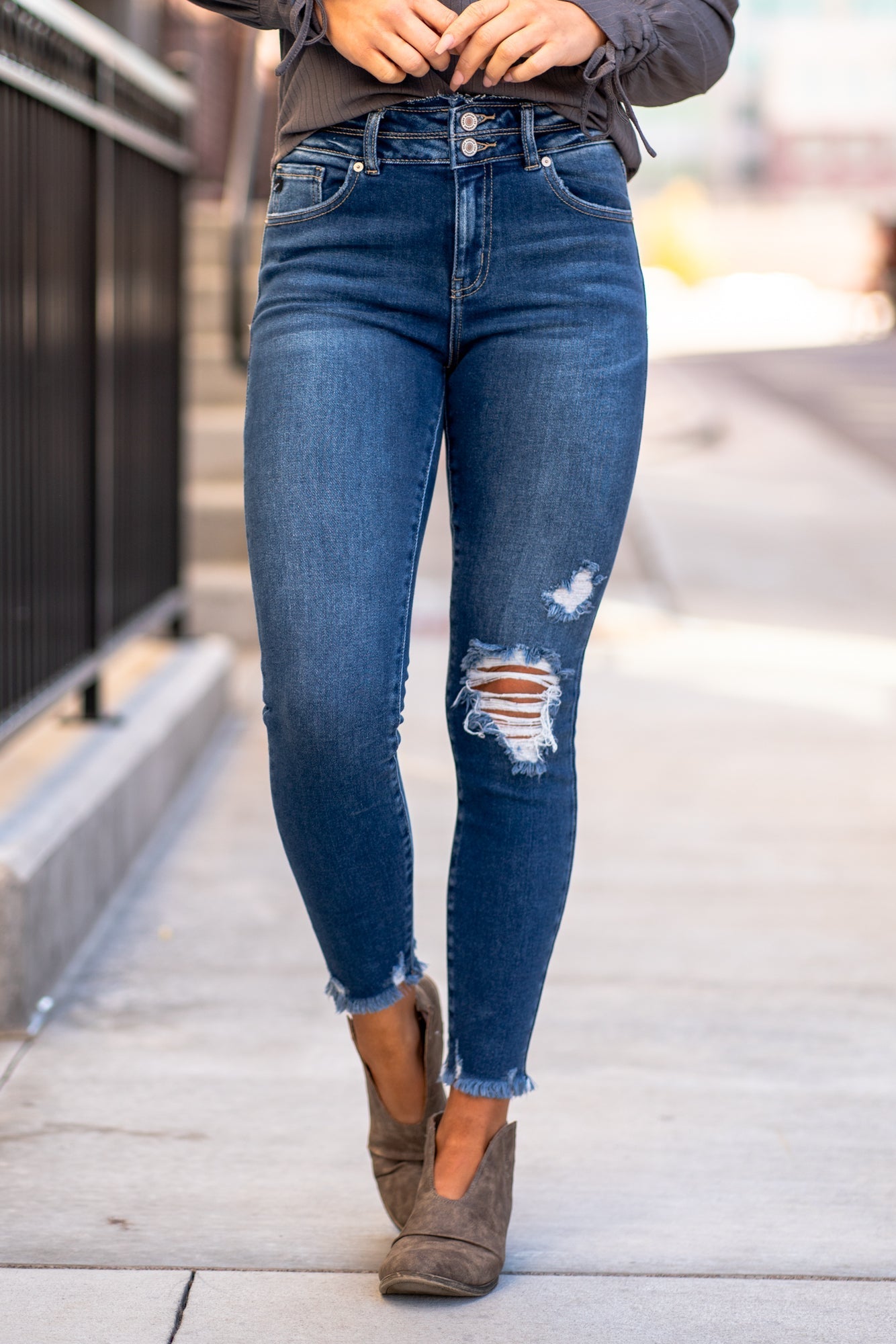 Dillon High Rise Ripped Ankle Skinny Regular Plus Sizes