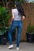 KanCan Jeans Collection: Core Collection  Color: Dark Wash  Cut: Skinny, 29.5" Inseam* Rise: Mid-Rise, 8.5" Front Rise* COTTON 95% POLYESTER 4% SPANDEX 1% Fly: Zipper Style #: KC8561D Contact us for any additional measurements or sizing.   *Measured on the smallest size, measurements may vary by size.