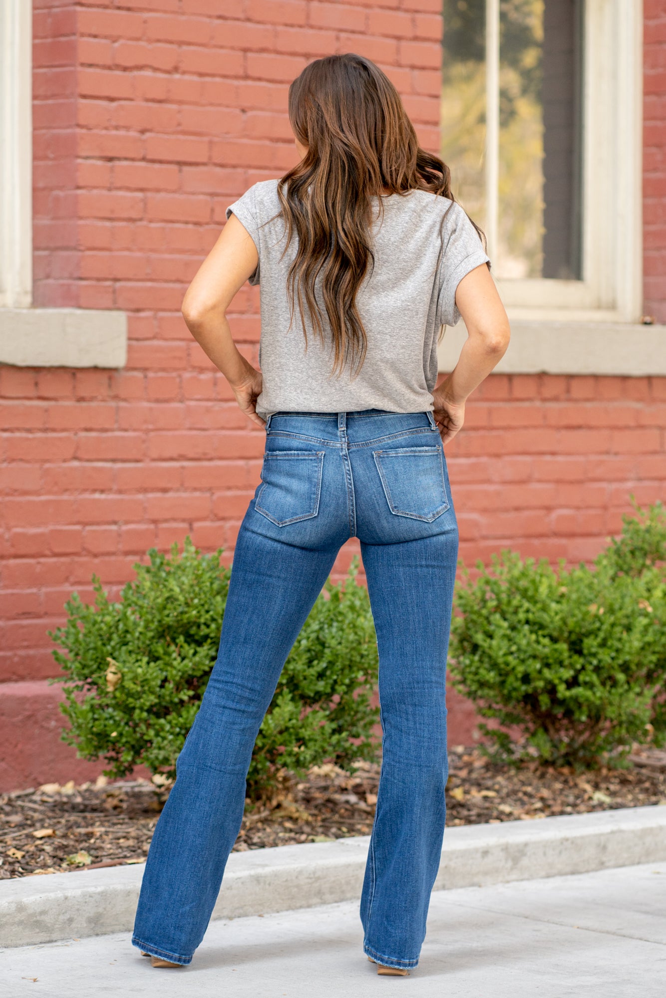 VERVET | Deep Dive Mid Rise Flare Medium Blue Jeans V2073