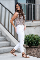 KanCan Jeans  These mom jeans will become your go-to! Pair these girlfriend mom fit with sandals and a tee for an easy summer look.  Color: White Cut: Straight Fit, 27" Inseam  Rise: Mid-Rise, 8.5" Front Rise 100% COTTON Fly: Exposed Button Fly Style #: KC5118WT  Contact us for any additional measurements or sizing.  