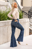 Judy Blue Color: Dark Wash Cut: Flare Bell Bottoms, 34" Inseam* Rise: High Rise, 10" Front Rise*  92% COTTON,7% POLYESTER,1% SPANDEX Machine Wash Separately In Cold Water Stitching: Classic Fly: Zipper Style #: JB88376 , 88376  Contact us for any additional measurements or sizing.   *Measured on the smallest size, measurements may vary by size.