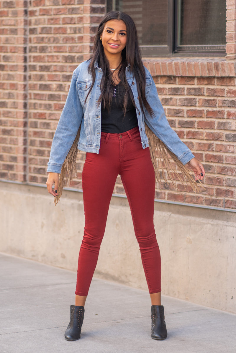 Judy Blue High Rise Tummy Control Red Skinny Jeans