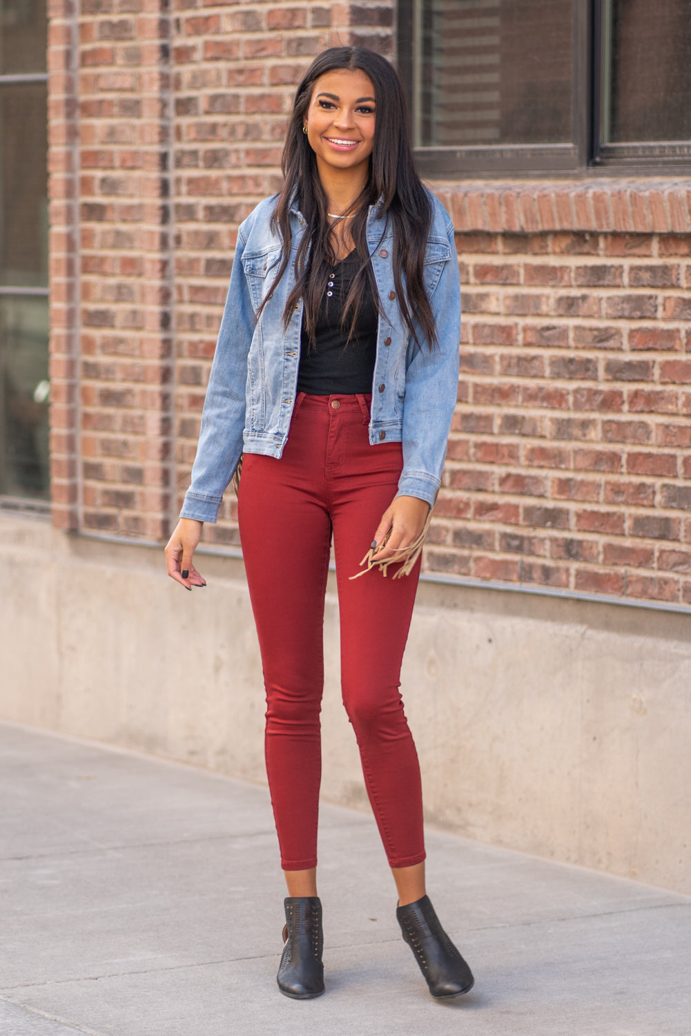 Red Skinny Jeans 80's Tight High Rise Red Denim Size 