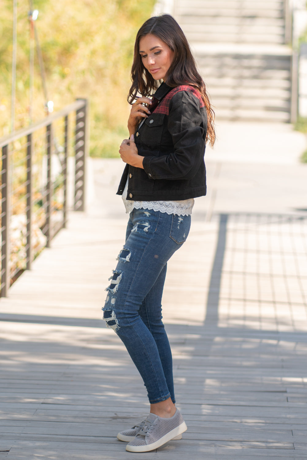 Aspen Buffalo Plaid Denim Jacket